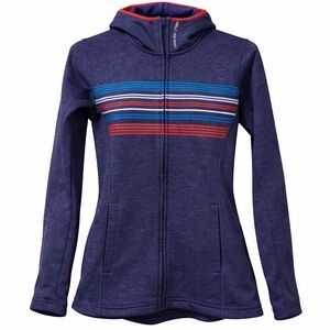 Helly Hansen Full Zip Hooded Jacket XS Blue Striped Athletic Fleece Lined